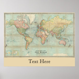 Poster Mapa do Mundo do Velho Mundo - O Gráfico de Bartol