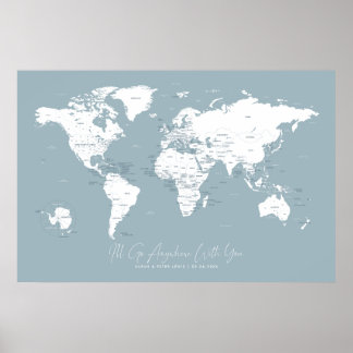 Poster Mapa do Mundo dos Viagens de Onde Estivemos