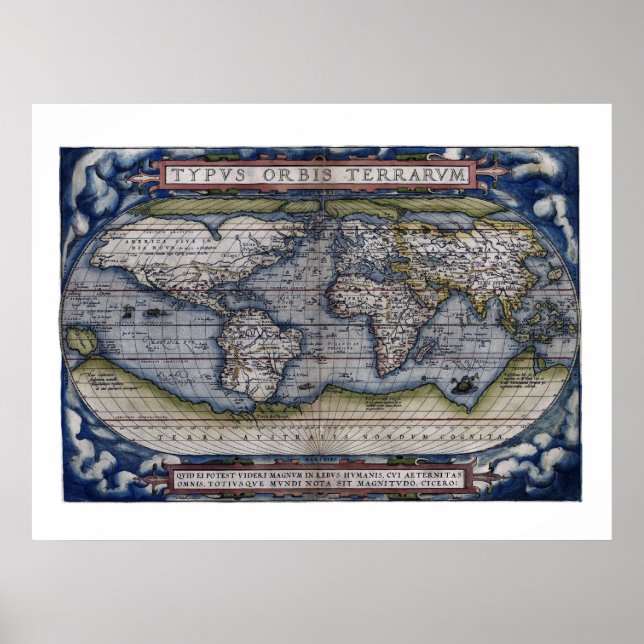 Poster Mapa do Mundo em 1570 (Frente)