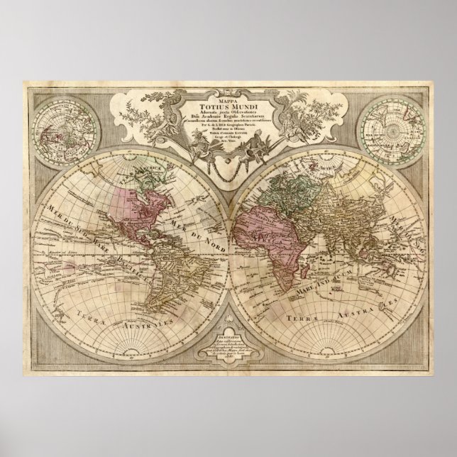 Póster Mapa do Mundo em 1775 (Frente)