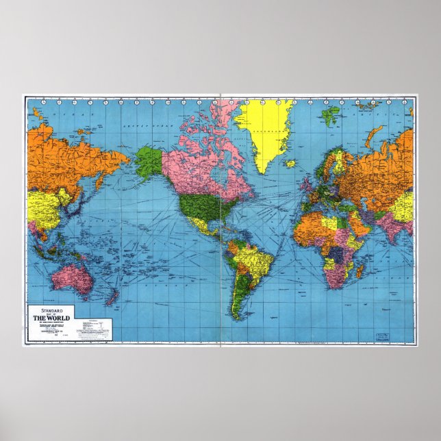 Póster Mapa do Mundo em 1942 (Frente)