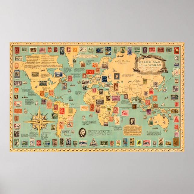 Poster Mapa do Mundo em Carimbo (Frente)