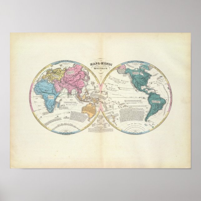 Poster Mapa do Mundo Histórico 3 (Frente)