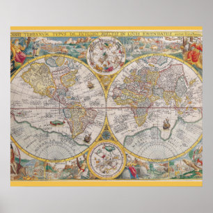 Poster Mapa do mundo medieval desde 1525