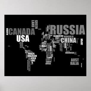 Poster Mapa do mundo nas palavras