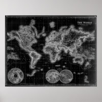 Mapa do Mundo Negro e Branco (1872) Inverso