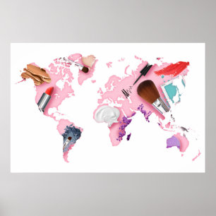 Poster Mapa do mundo Pastel de Comestics