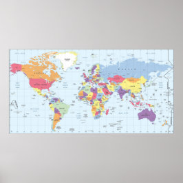 Poster Mapa do mundo político amigável e cego