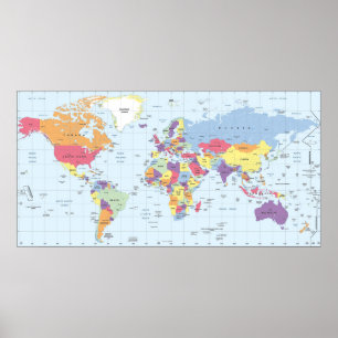 Poster Mapa do mundo político amigável e cego