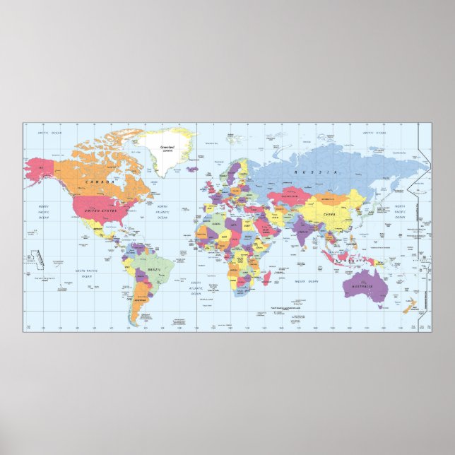 Poster Mapa do mundo político amigável e cego (Frente)