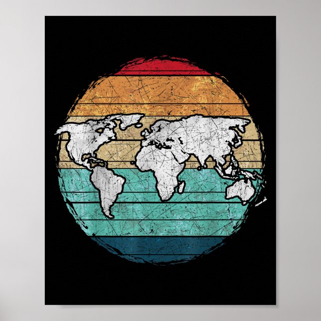 Poster Mapa do Mundo Retroativo (Frente)
