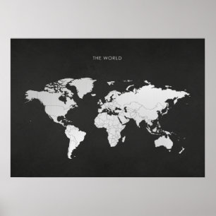 Poster Mapa do Mundo Silver