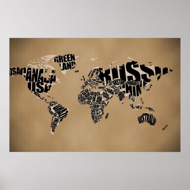 Póster Mapa do Mundo Tipográfico (Frente)