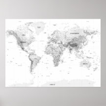 Mapa do Mundo Topográfico Branco