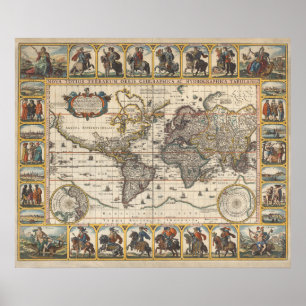 Poster Mapa do Mundo Vintage