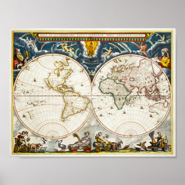 Poster Mapa do Mundo Vintage (Frente)