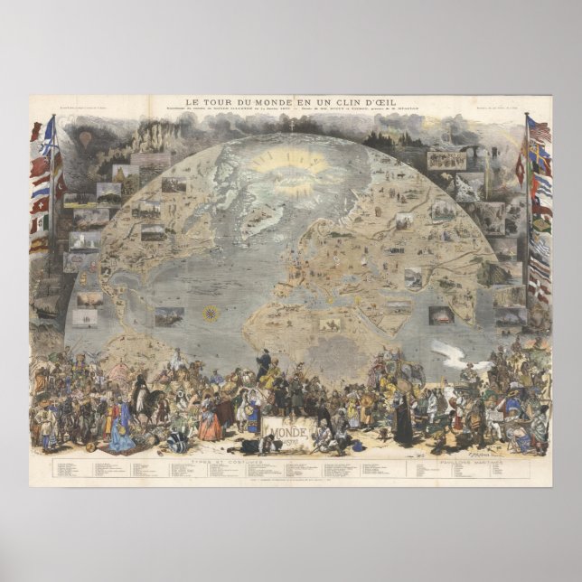 Poster Mapa do Mundo Vintage (Frente)