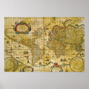 Poster Mapa do Mundo Vintage