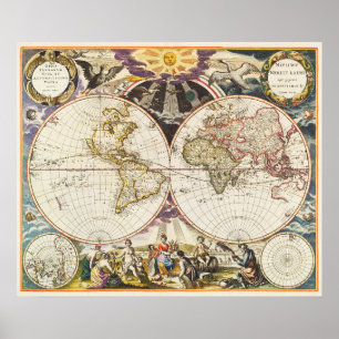 Poster Mapa do Mundo Vintage
