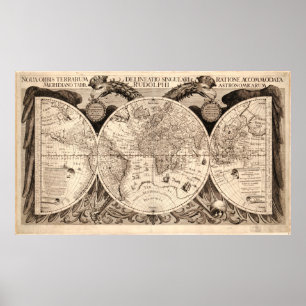 Poster Mapa do Mundo Vintage