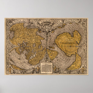 Poster Mapa do mundo Vintage. Cartografia antiga e retró
