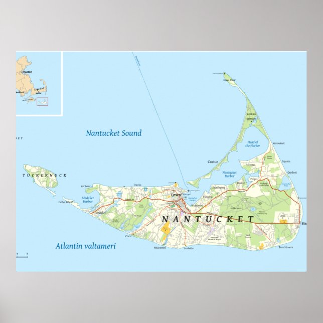 Poster Mapa do Nantucket (Frente)