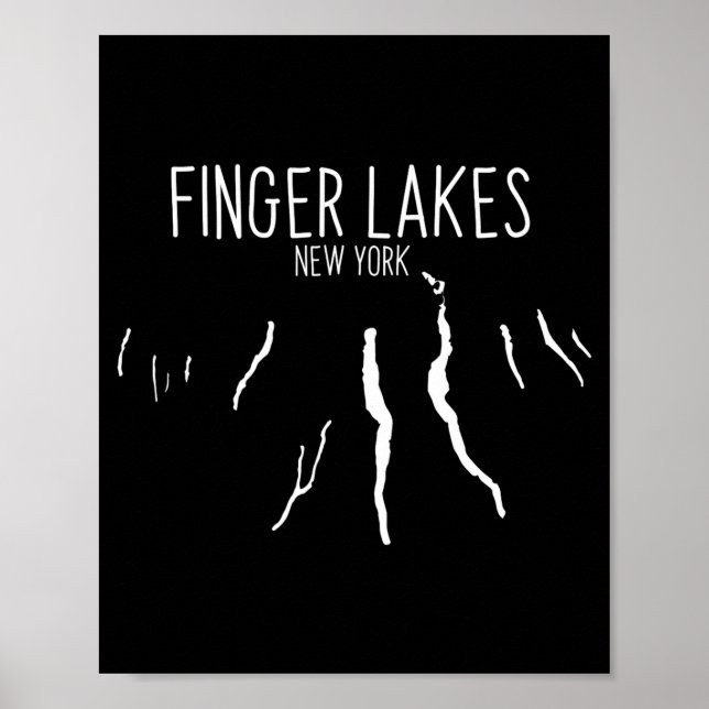 Poster Mapa do New York Finger Lakes Design _1  (Frente)
