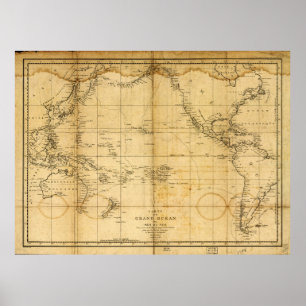 Poster Mapa do Oceano Pacífico (1788)
