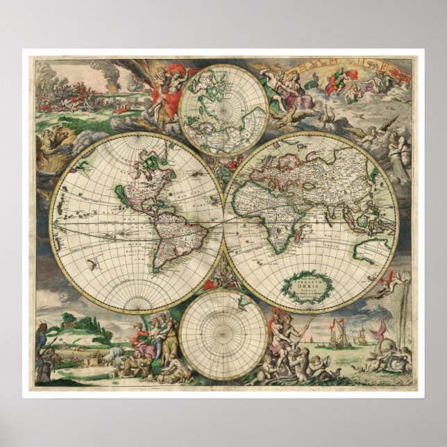Poster Mapa do Orbe Terrestre (Frente)