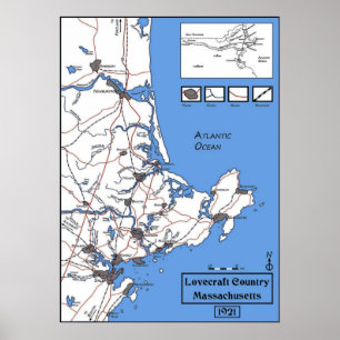 Póster Mapa do país de Lovecraft