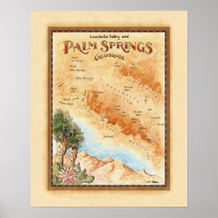 Poster Mapa do Palm Springs Ca