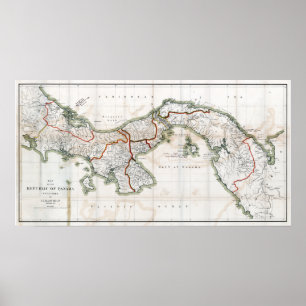Póster Mapa do Panamá em 1912