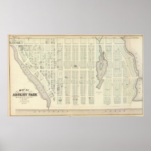 Póster Mapa do parque de Asbury, Monmouth County,