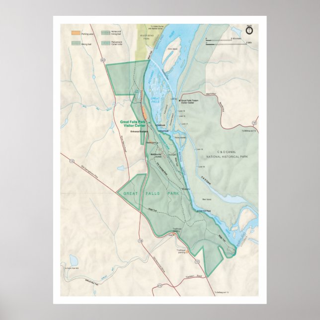 Poster Mapa do Parque de excelentes Falls (1988) Parque N (Frente)