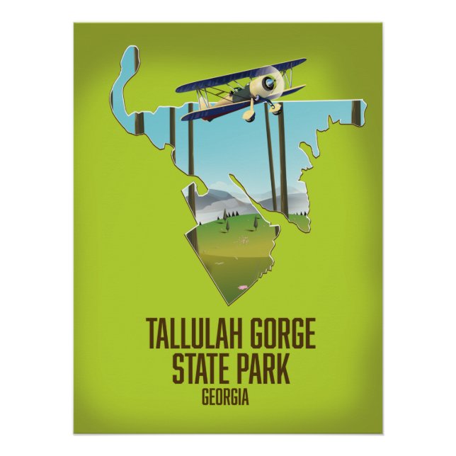 Póster mapa do Parque Estadual Tallulah Gorge (Frente)