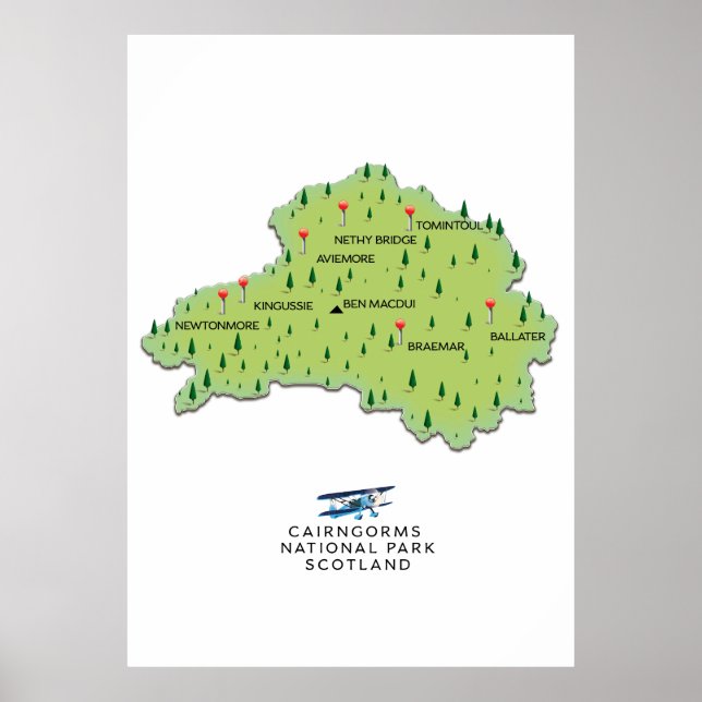 Poster mapa do Parque Nacional Cairngorms (Frente)