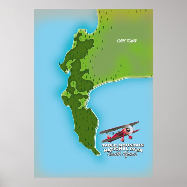 Poster Mapa do Parque Nacional da Montanha mesa na África (Frente)