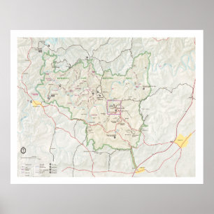 Poster Mapa do Parque Nacional das Cavernas de Mammoth (1