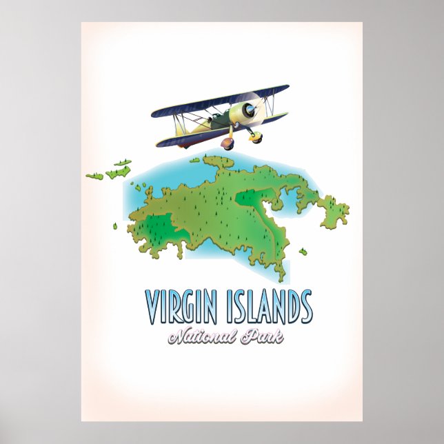 Poster Mapa do Parque Nacional das Ilhas Virgens (Frente)