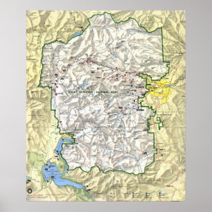 Poster Mapa do Parque Nacional das Montanhas Rochosas
