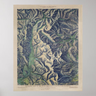 Poster Mapa do Parque Nacional das Montanhas Rochosas Vin