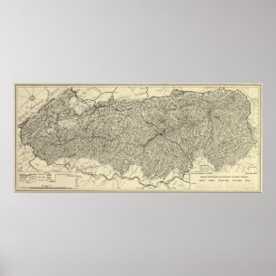 Póster Mapa do parque nacional de Great Smoky Mountains
