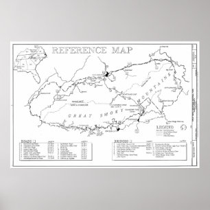 Poster Mapa do parque nacional de Great Smoky Mountains