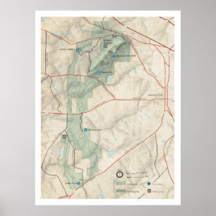 Poster Mapa do Parque Nacional do Batefield da Montanha K