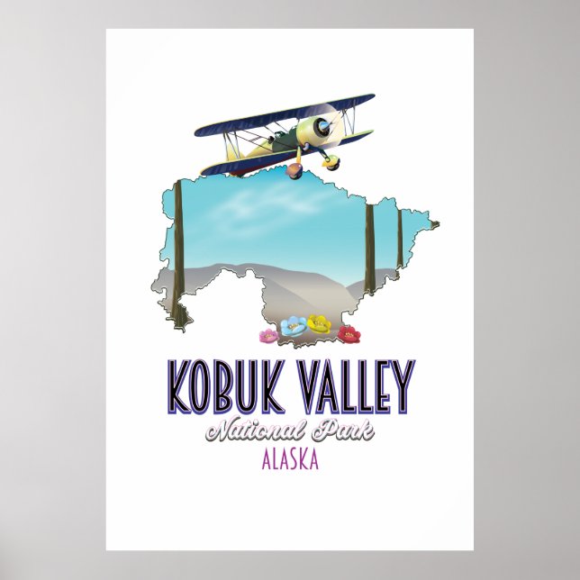 Poster Mapa do parque nacional Kobuk Valley Alasca (Frente)