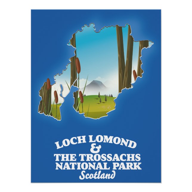 Póster mapa do parque nacional loch lomond & the trossach (Frente)