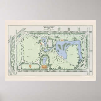 Póster Mapa do Parque Vintage McKinley - Chicago 1906