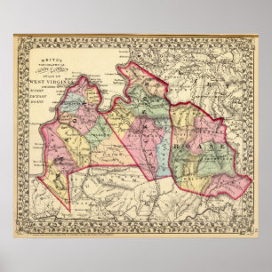 Póster Mapa do pedreiro, Jackson, condados de Roane