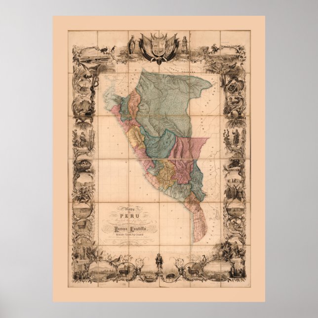 Poster Mapa do Peru (1862) (Frente)