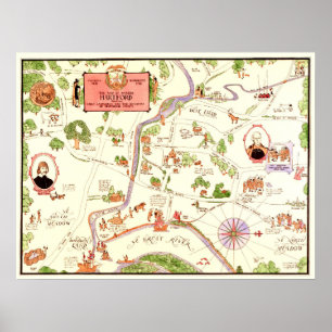 Poster Mapa do pioneiro Hartford, CT na década de 1600